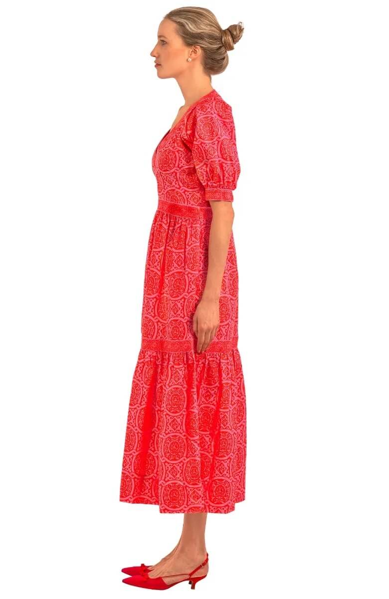 Viviers Dress - Sultan's Dining Room - Final Sale Pink Red