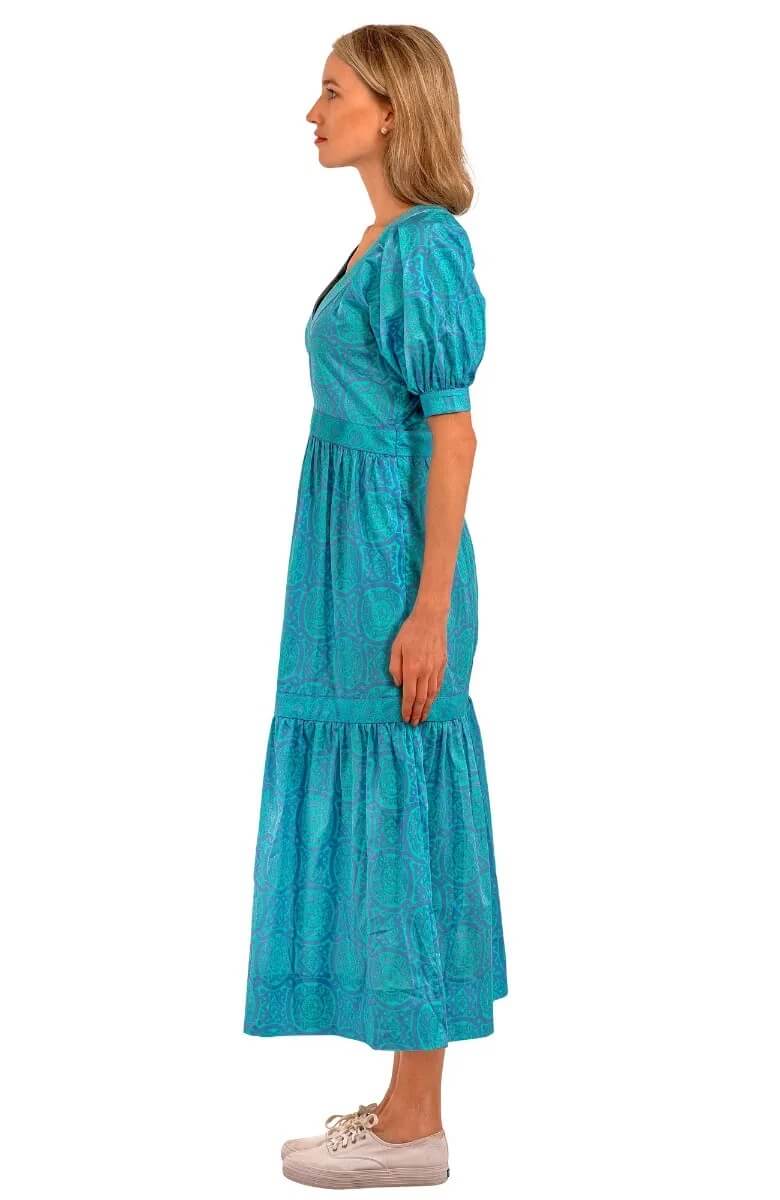 Viviers Dress - Sultan's Dining Room - Final Sale Turquoise Peri