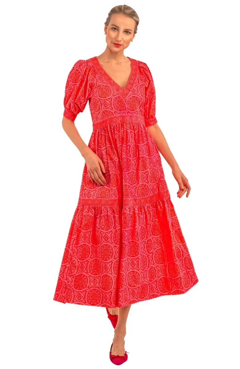 Viviers Dress - Sultan's Dining Room - Final Sale Pink Red