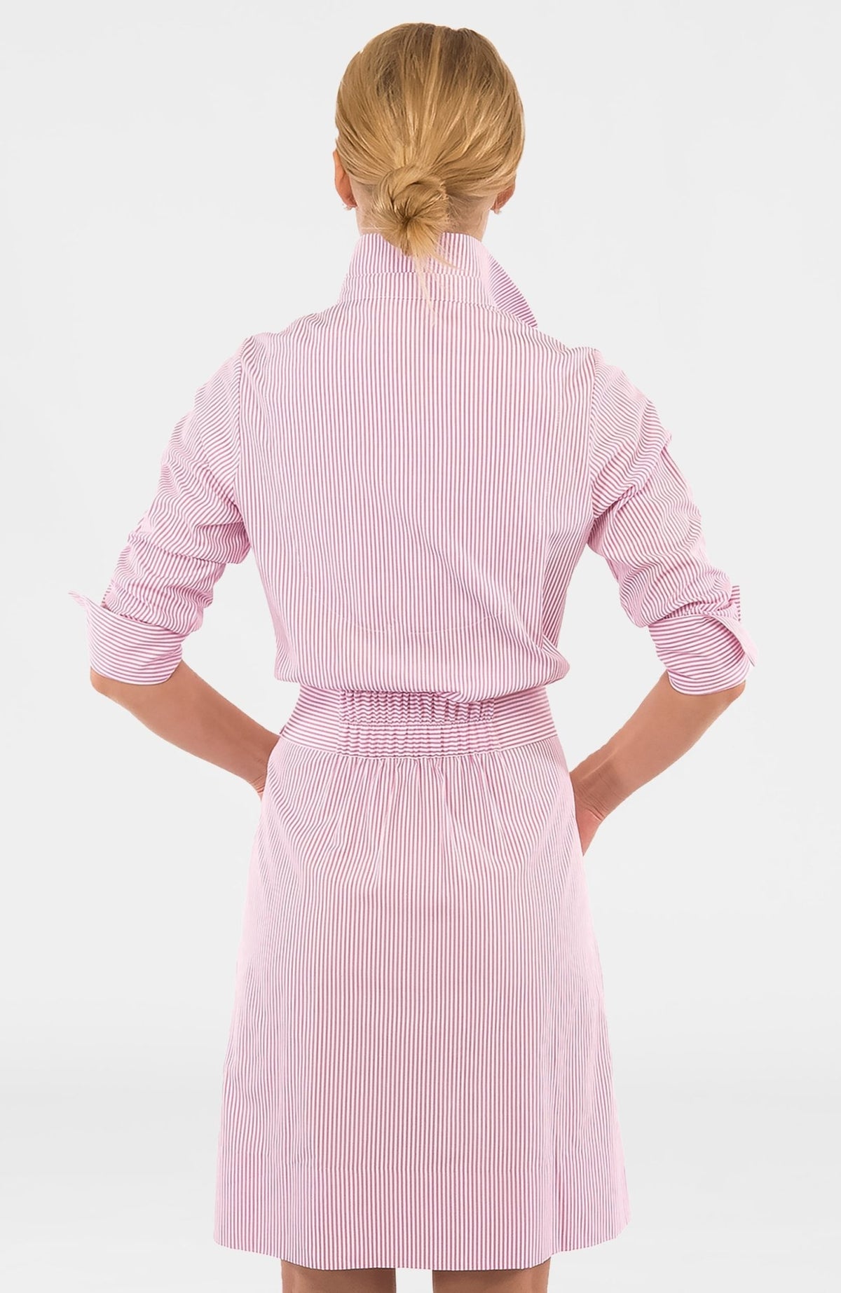 Wash & Wear Breezy Blouson Dress - Stripe Pink