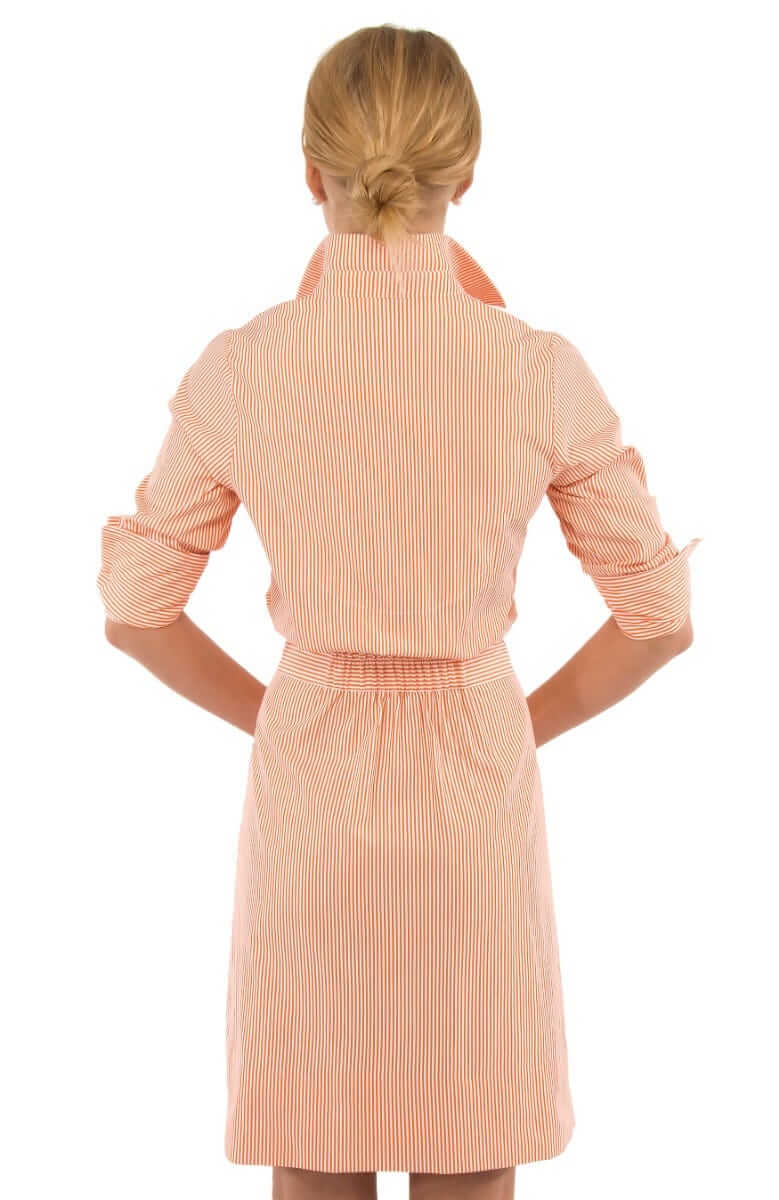 Wash & Wear Breezy Blouson Dress - Stripe Coral