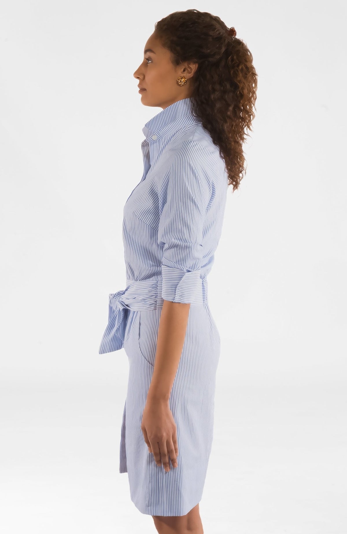 Wash & Wear Breezy Blouson Dress - Stripe Blues