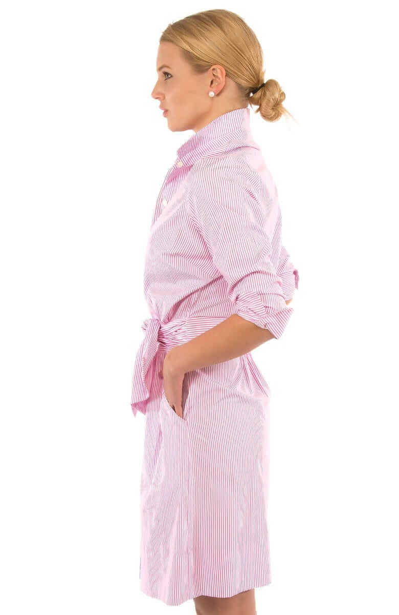 Wash & Wear Breezy Blouson Dress - Stripe Pink