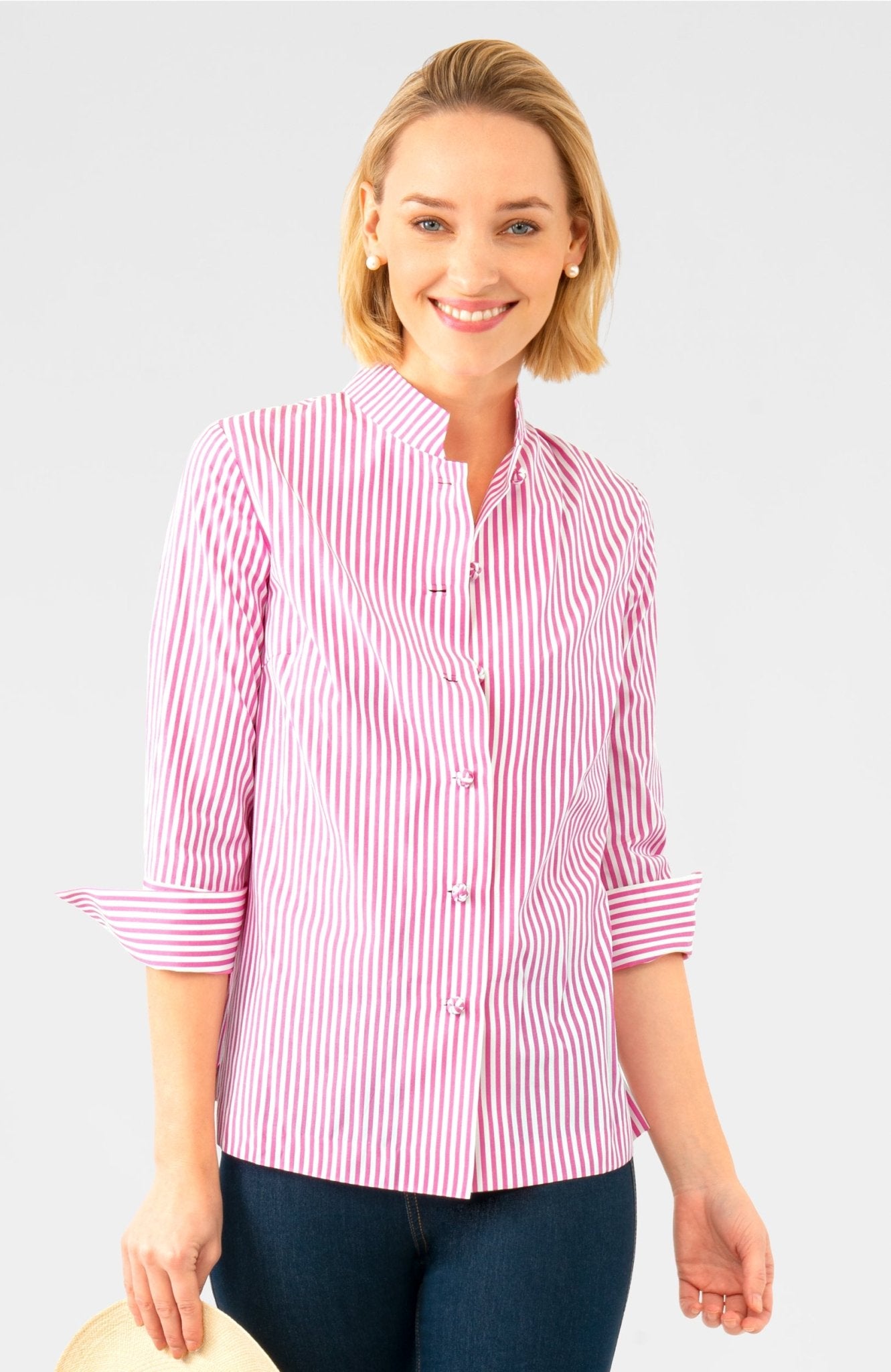 Wash / Wear Forget Me Knot Top - Stripe Pink