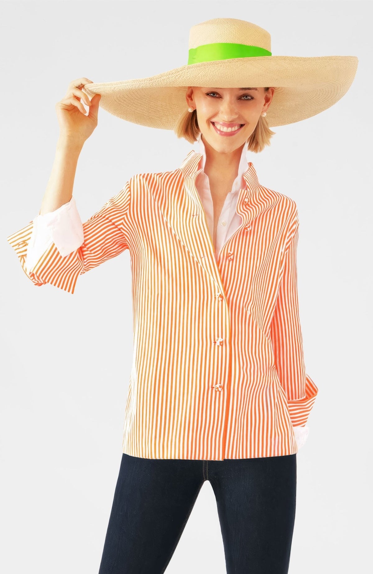 Wash / Wear Forget Me Knot Top - Stripe Orange