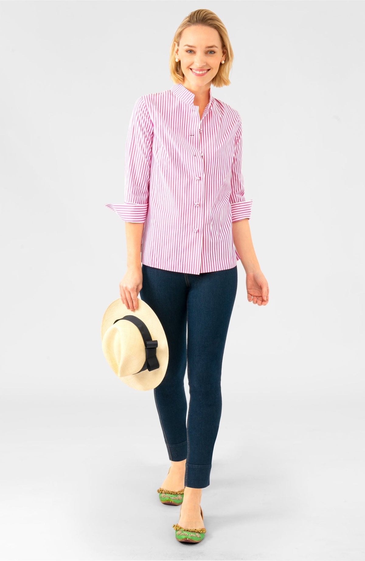 Wash / Wear Forget Me Knot Top - Stripe Pink