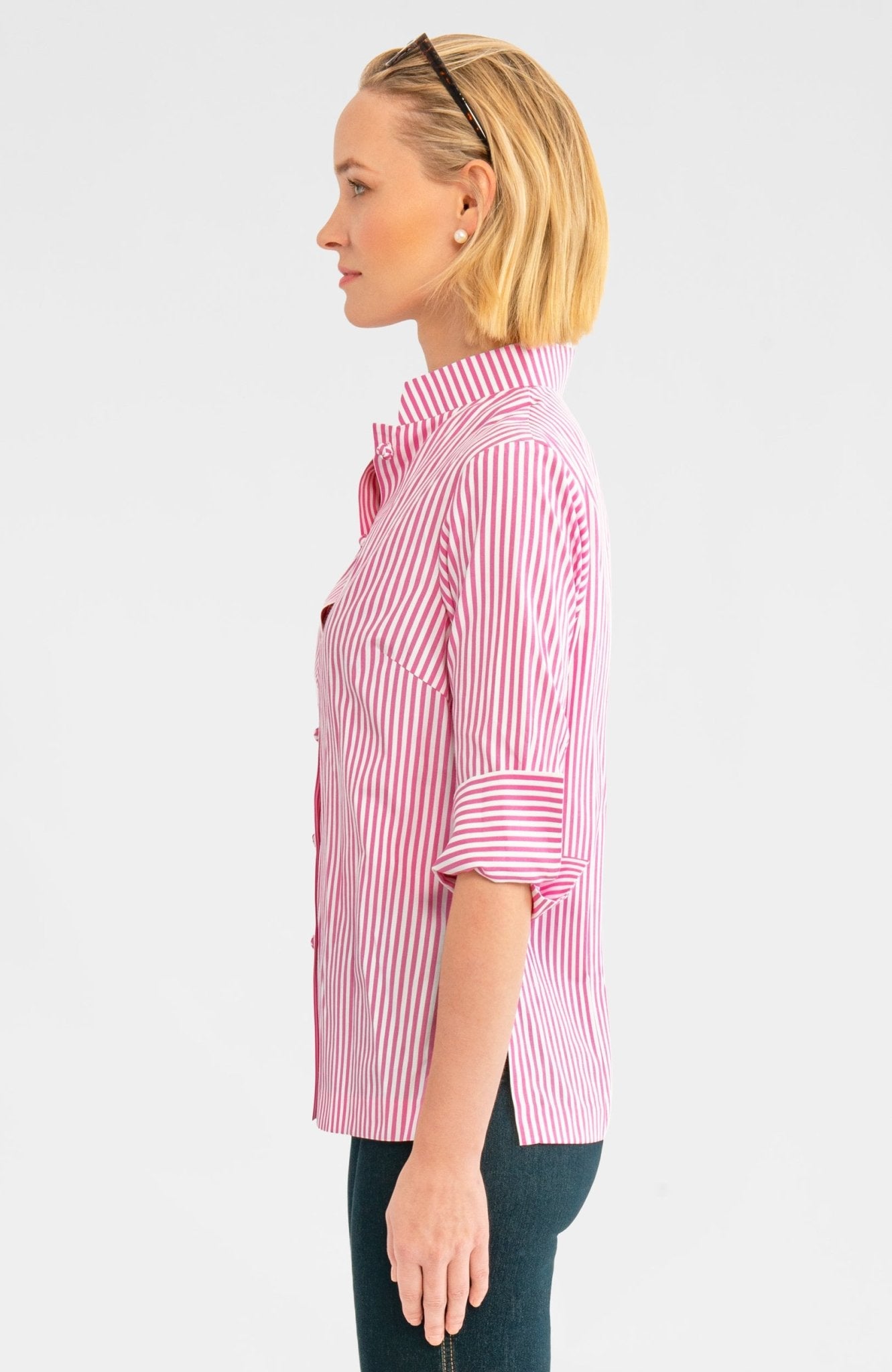 Wash / Wear Forget Me Knot Top - Stripe Pink