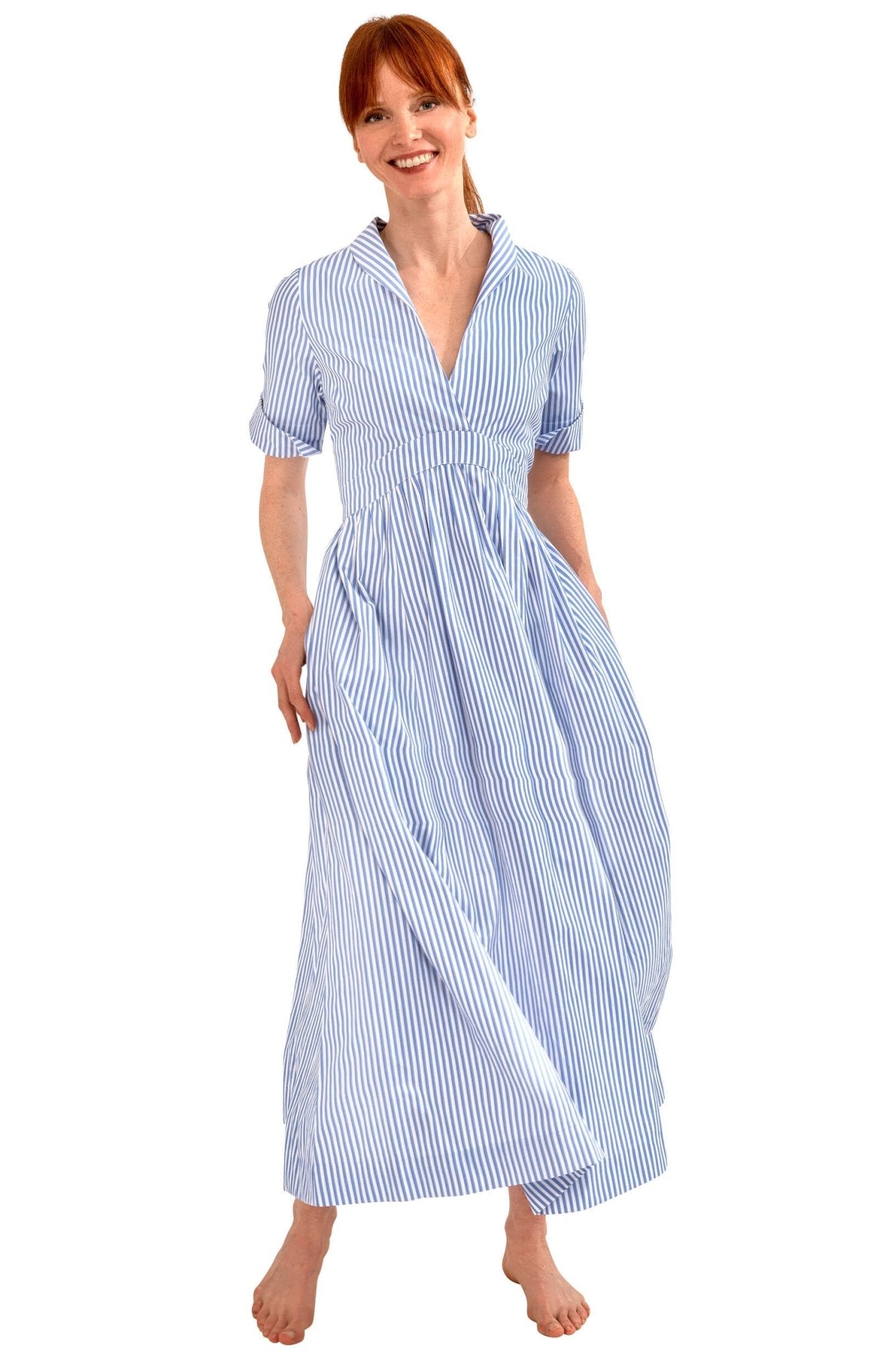 Wash & Wear June Dress - Stripe - Final Sale Periwinkle