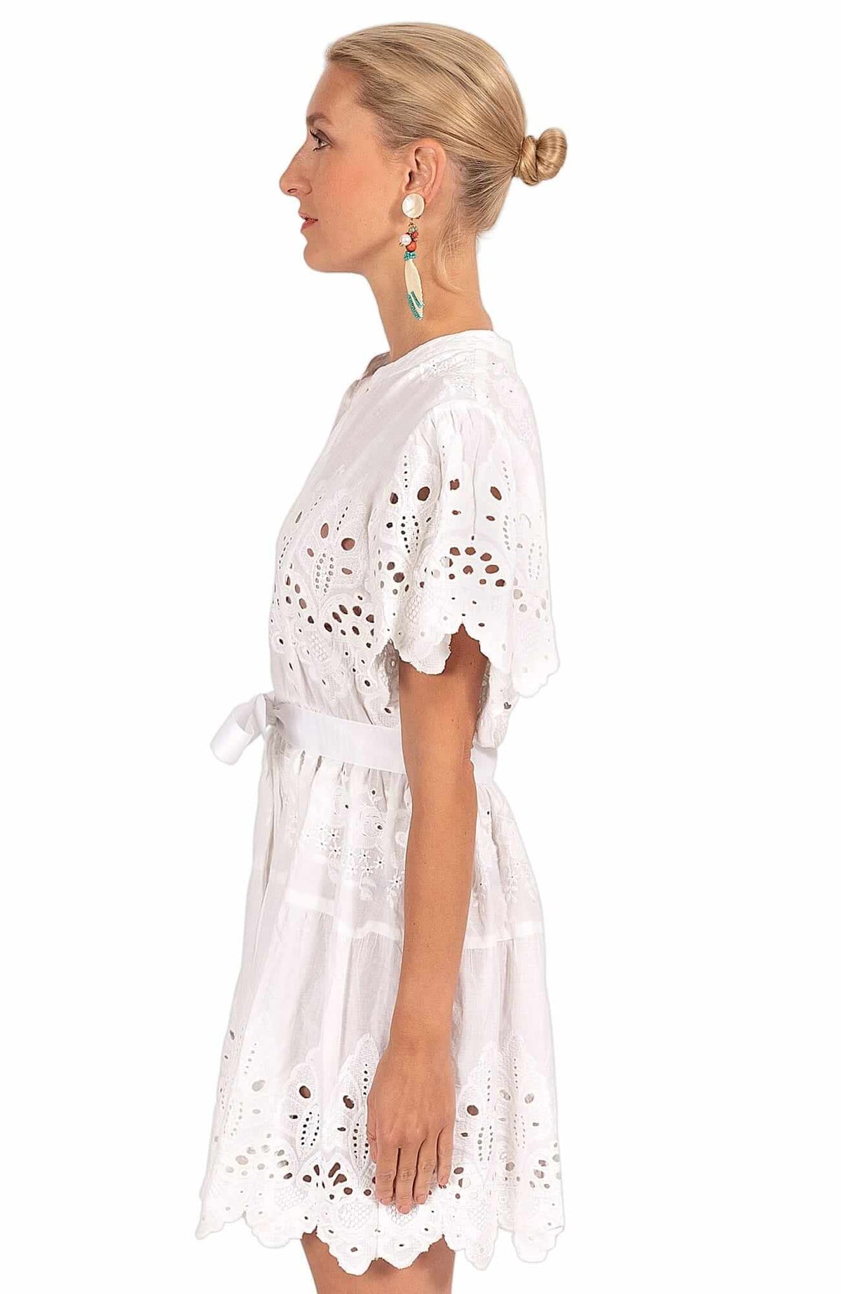 Heavily Embroidered Cotton Magnifico Dress - La Di Da - Final Sale White