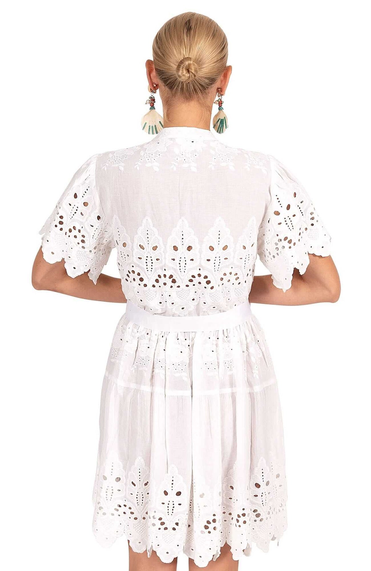 Heavily Embroidered Cotton Magnifico Dress - La Di Da - Final Sale White