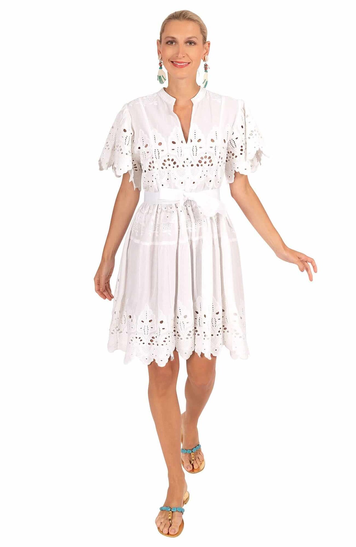 Heavily Embroidered Cotton Magnifico Dress - La Di Da - Final Sale White