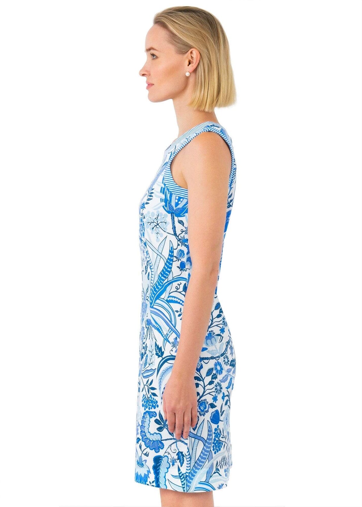 Button Back Dress - Hummingbird Heaven Blue Multi