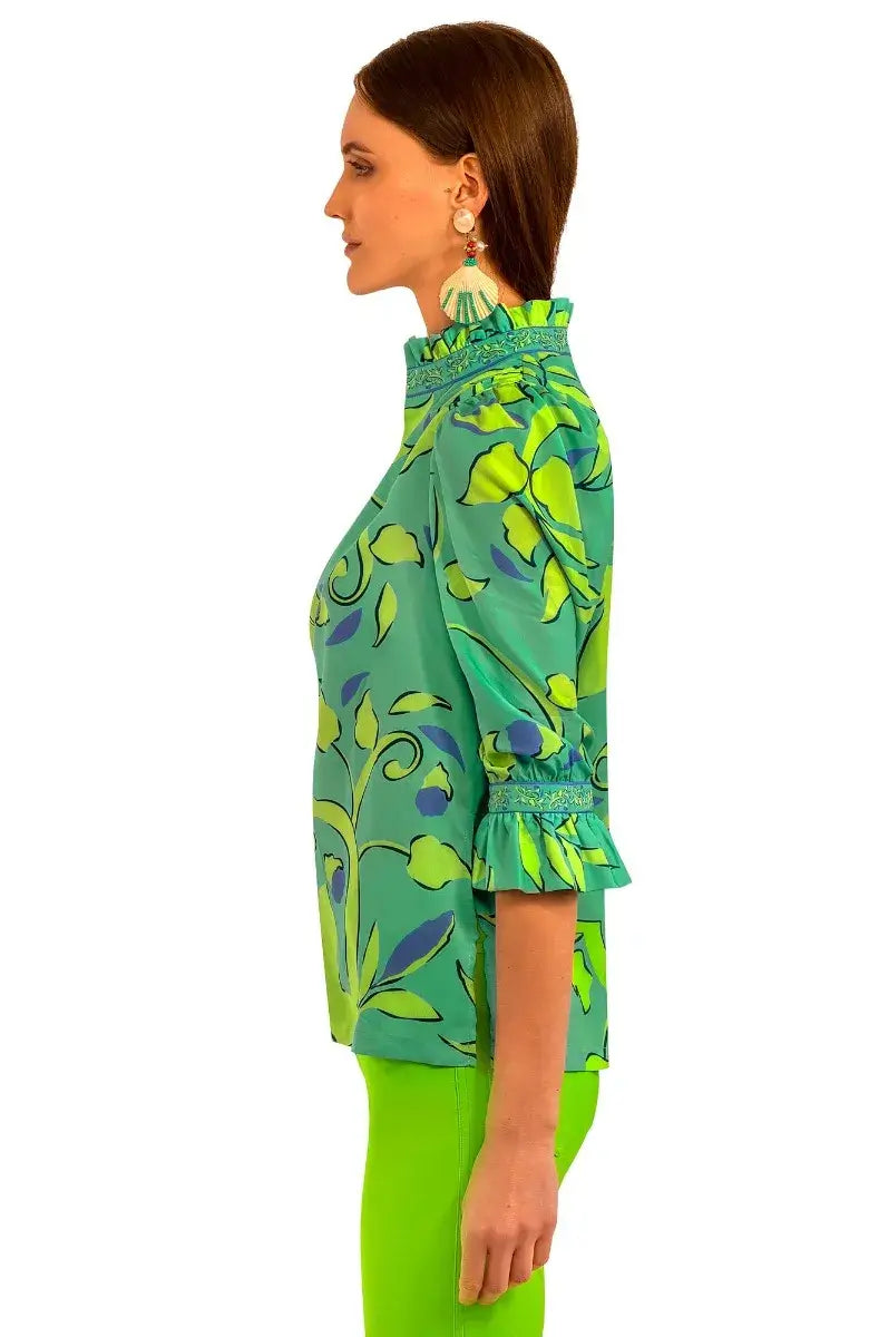 Ruffneck Tunic - Full Bloom Turquoise