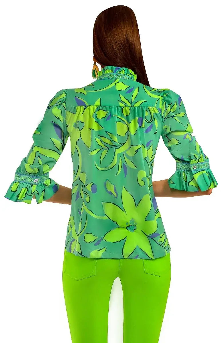 Ruffneck Tunic - Full Bloom Turquoise